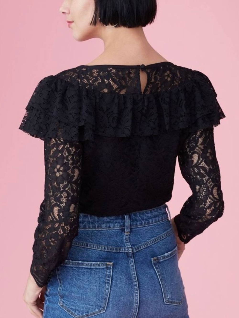 Rebecca Taylor Ruffled Lace Top - Picture 3 of 12